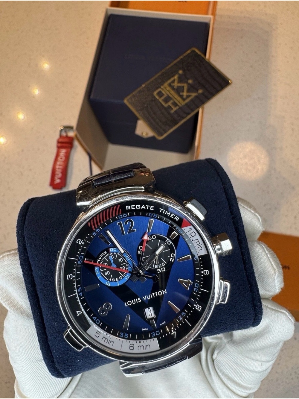 LOUIS VUITTON TAMBOUR REGATTA NAVY 44 WATCH
